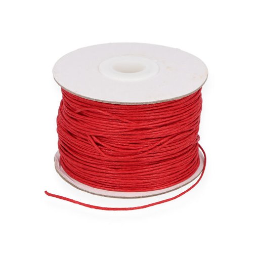 Cordon fil coton ciré rouge ø 1mm - coupe au mètre ou par 5 mètre.