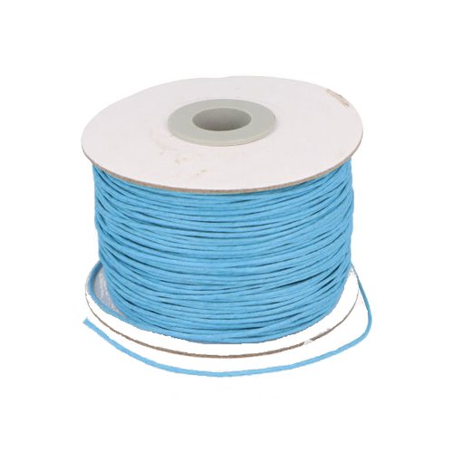 Cordon fil coton ciré turquoise ø 1mm - coupe au mètre ou par 5 mètre.