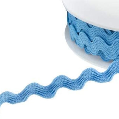 Galon croquet zig zag polyester bleu clair - 4mm - qualité extra. au mètre