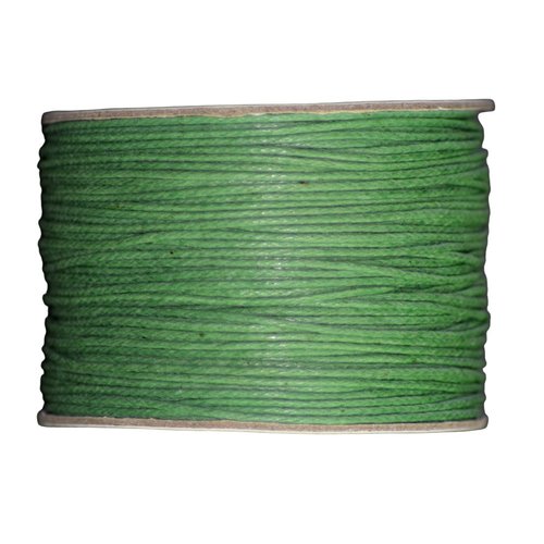 Cordon fil coton ciré vert ø 1mm - coupe au mètre ou par 5 mètre.