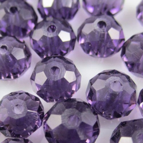 20 perles rondelles facettées 3x4mm en cristal - violet