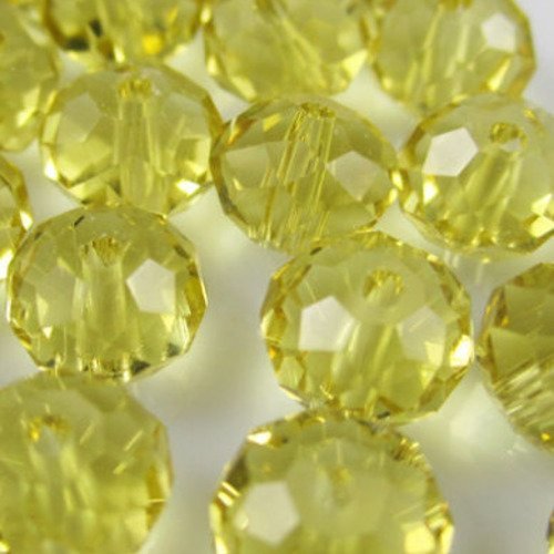 20 perles rondelles facettées 3x4mm en cristal - jaune moyen