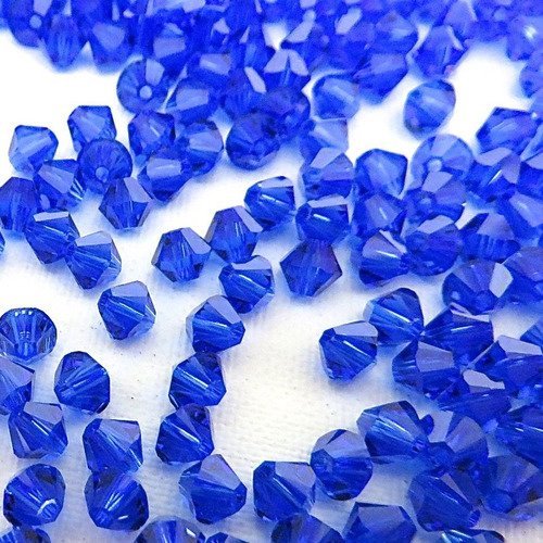 25 perles toupie en cristal 3mm - bleu foncé / bleu nuit