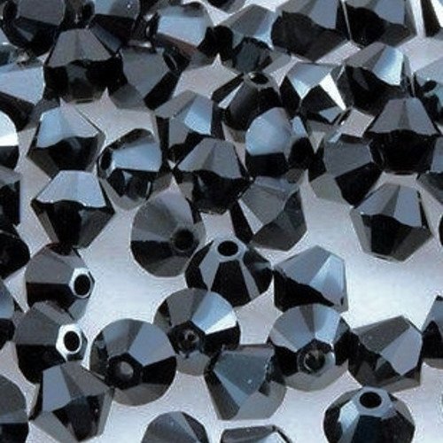 25 perles toupie en cristal 3mm - noir irisé