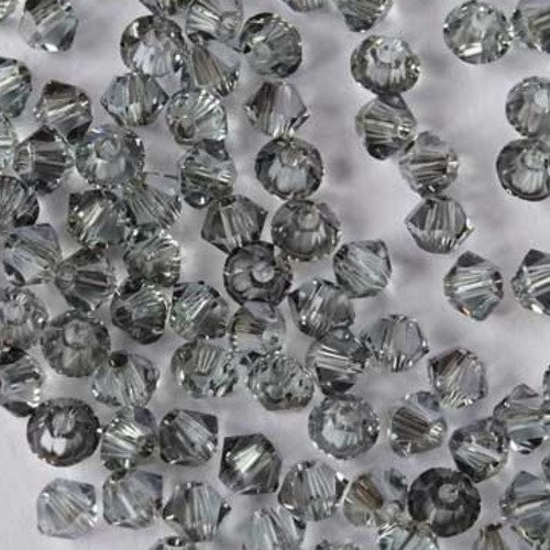 25 perles toupie en cristal 4mm - gris