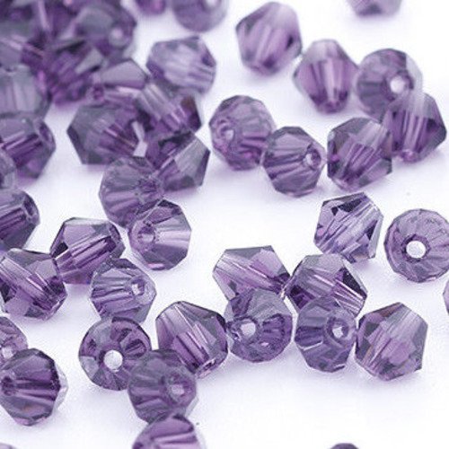 25 perles toupie en cristal 3mm - violet