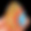 Pendentif en agate - 56x38 mm - forme goutte - coloris orangé et bleu turquoise 