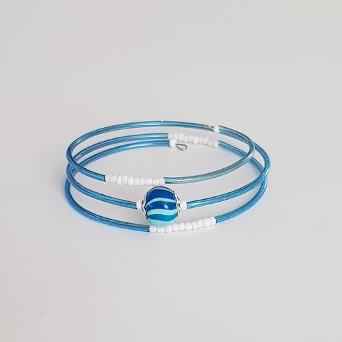 Bracelet mémoire de forme bleu et blanc