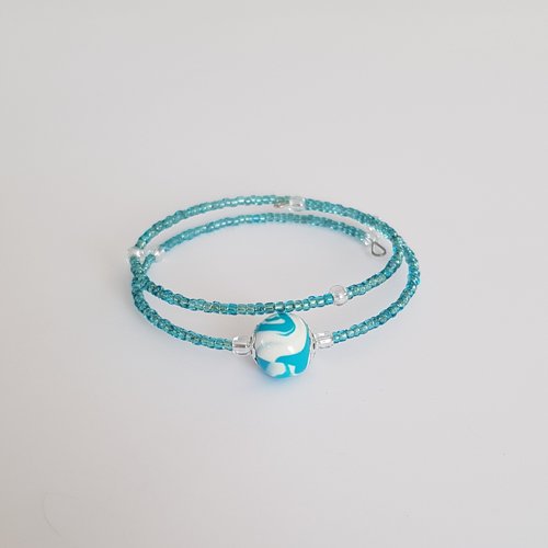 Bracelet mémoire de forme turquoise et blanc