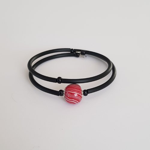 Bracelet mémoire de forme noir, rouge et argent pailleté