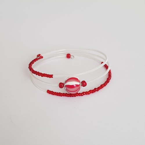Bracelet mémoire de forme rouge, blanc, transparent