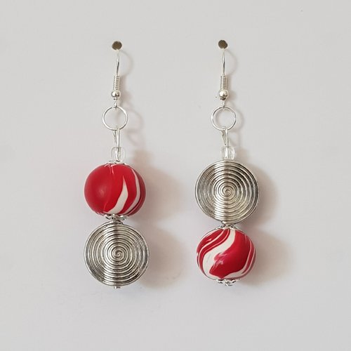 Boucles d'oreilles rouge et blanc