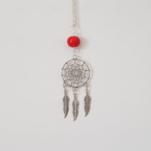 Collier attrape rêves rouge
