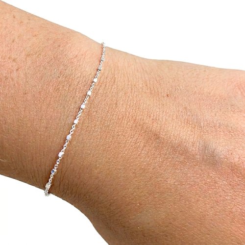 Bracelet perles carrées argent 925, bijou minimaliste géométrique femme