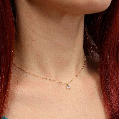 Collier pendentif oxyde de zirconium en or gold filled 14k