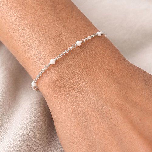 Bracelet nacre naturelle et argent 925 - 5 perles blanches
