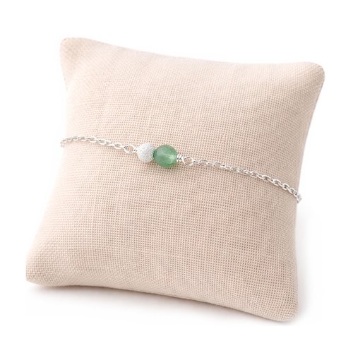 Bracelet aventurine verte et argent 925 – bracelet porte bonheur pierre de chance – bijou fin minimaliste – cadeau femme