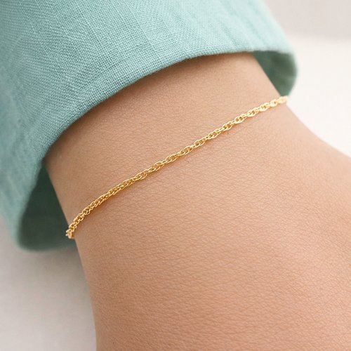 Bracelet chaîne forçat double maille en or gold filled 14k – fin et élégant