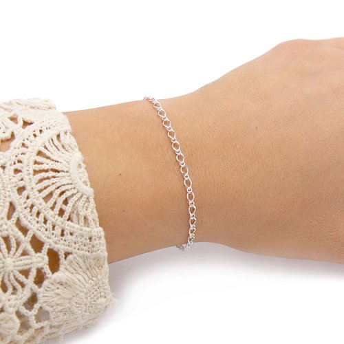 Bracelet chaîne figaro maille losange en argent massif 925 – élégance bracelet femme