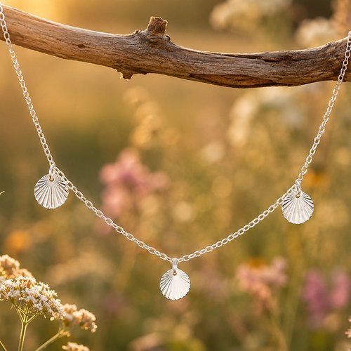 Collier 3 médailles rayon de soleil en argent 925 | collier fin astre lumineux | bijou poétique et scintillant pour femme