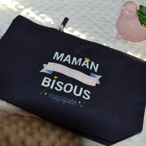 Pochette/trousse bleu marine - maman