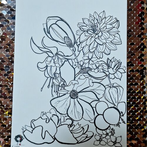 Carte Postale Dessin De Fleurs Un Grand Marche