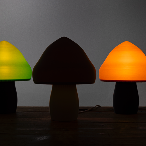 Lampe champignon imprimée en 3d et personnalisable en matériaux 100% d'origine végétal