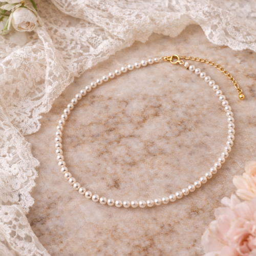 Collier ras-du-cou – perles nacrées swarovski | mariée | style classique ou vintage- clara