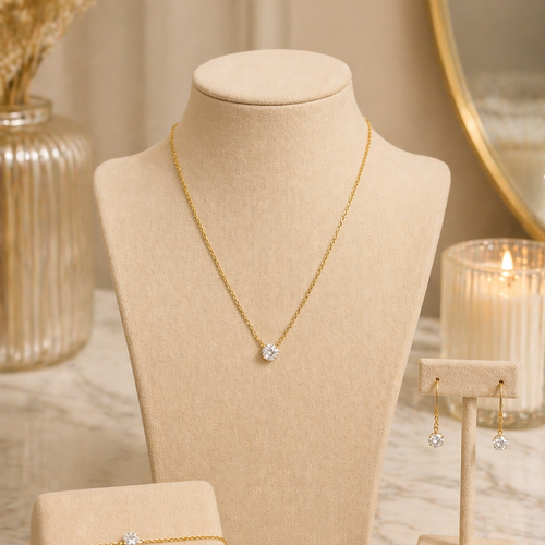 Parure mariée luméa – collier, bracelet & boucles swarovski dorés | élégance pure et lumineuse