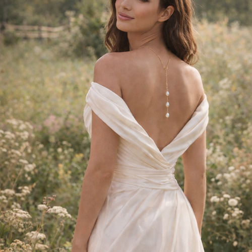 Collier de dos mariée en perles nacrées – bijou élégant pour robe dos nu-gotas de luz