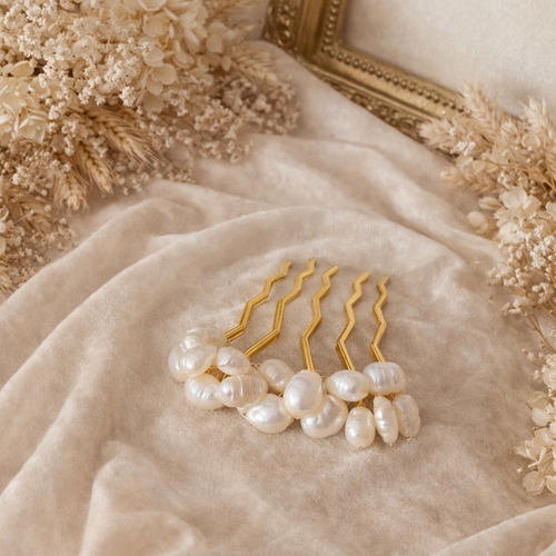 Peigne mariée perles d’eau douce – élégance bohème-sirena