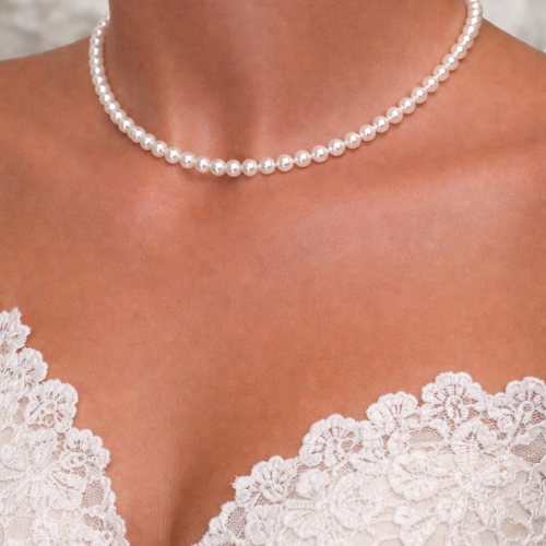 Collier ras-du-cou – perles nacrées swarovski | mariée | style classique ou vintage- clara