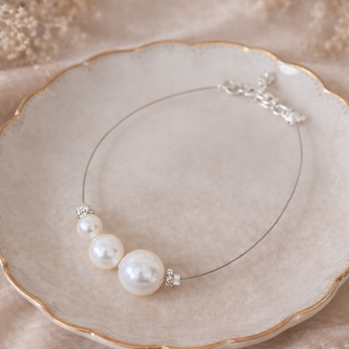 Bracelet mariée perles swarovski argent 925 minimaliste ajustable-trio dégradé