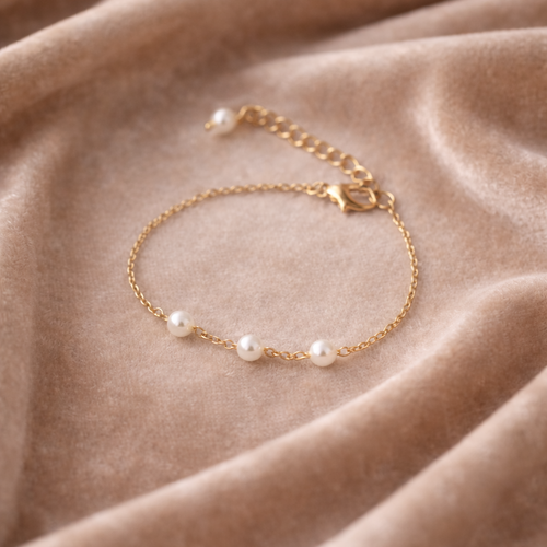 Bracelet perles mariage – bracelet mariée 3 perles doré élégant - matiz