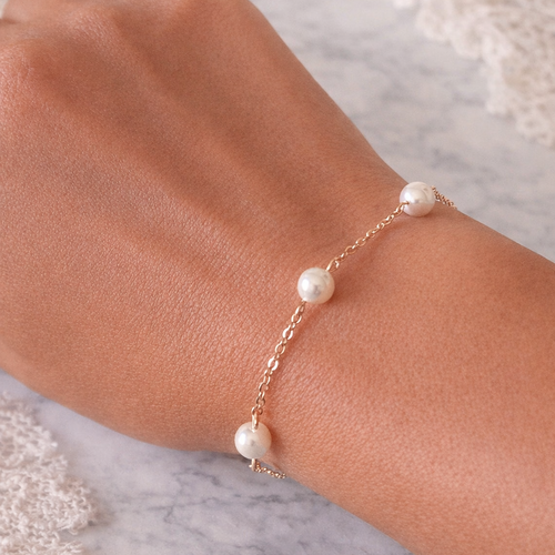 Bracelet perles mariage – bracelet mariée 3 perles doré élégant - bohemia