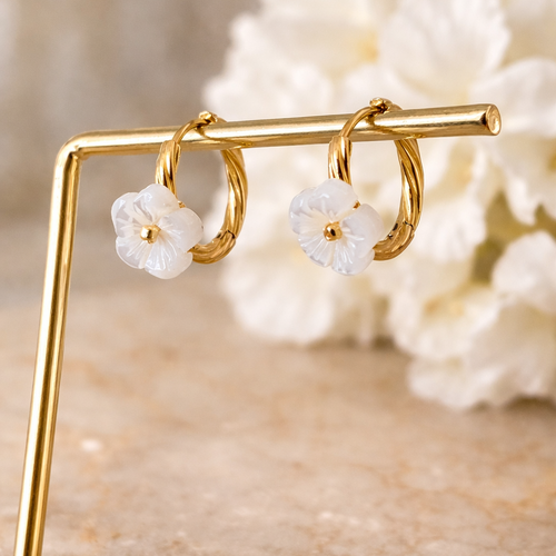 Boucles d’oreilles / créoles – mariée-nacréa