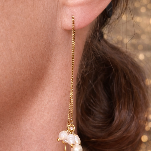 Boucles d’oreilles de mariée dorées, minimalistes, avec véritables perles d’eau douce et perle nacrée swarovski-sirius