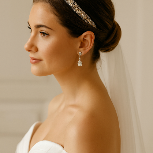 Serre-tête de mariée doré scintillant | coiffure mariage bohème chic-isis