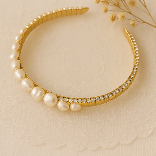 Serre-tête perles nacrées swarovski ornement cheveux coiffure mariée- tyrrhénienne