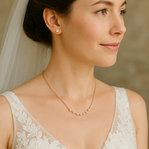 Collier de mariée doré & perles nacrées – élégance - bijoux mariage- lune