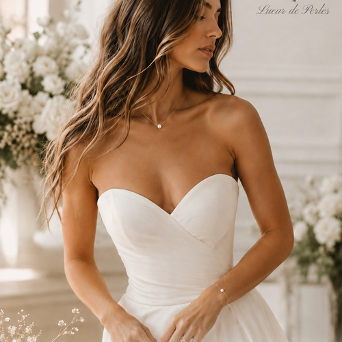 Collier mariée perle fine doré – lumière d’ivoire lueur de perles