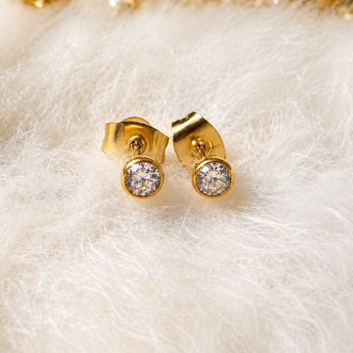 Puces d’oreilles mariée dorées zircon, boucles élégantes et lumineuses, boucles minimalistes chic, cadeau femme, élyne