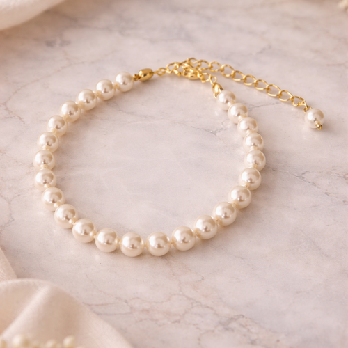 Bracelet clara – bracelet de mariage en perles fines nacrées blanches ou ivoire