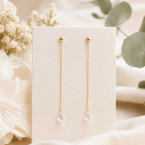 Boucles d’oreilles apolline – gouttes cristal dorées pour mariée