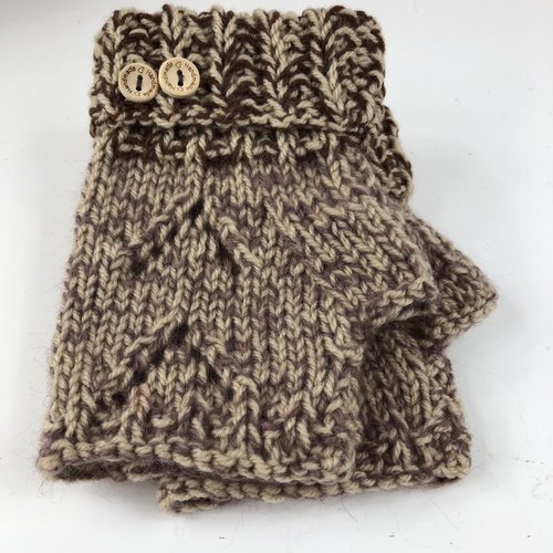 Mitaines laine avec pouce tricoté main réf 3806