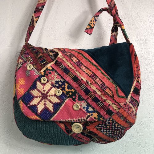 Sac besace tissus patchwork bandoulière collection laura 4174