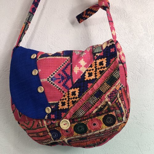 Sac besace tissus patchwork bandoulière collection laura 4158