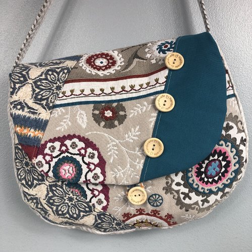 Sac besace tissus patchwork bandoulière collection laura 4966