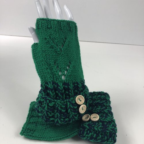 Mitaines avec pouce laine tricoté main  réf 5329 modèle unique