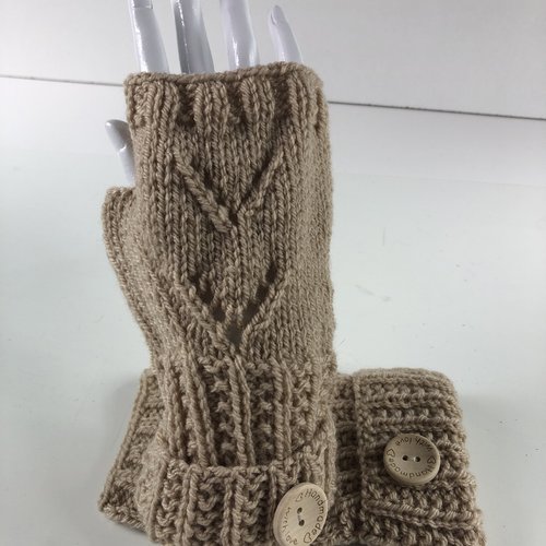 Mitaines avec pouce laine tricoté main  réf 5587 modèle unique